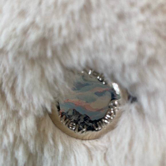 Calvin Klein Faux Fur Ivory Mid-Length Coat with Gold Accent Buttons (Size S) - Picture 5 of 10